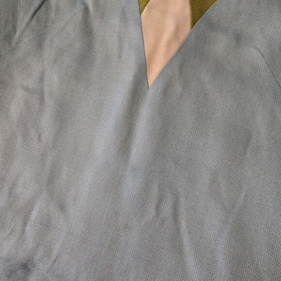 True Vintage 60s Skirt Suit Julie Miller Blouse Skirt Set 15/16 Womens Blue Gree - Picture 9 of 16